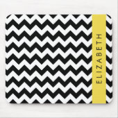 Zwart-wit Zigzag, Chevron Pattern, Jouw naam Muismat (Voorkant)