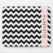 Zwart-wit Zigzag, Chevron Pattern, Jouw naam Muismat (Voorkant)