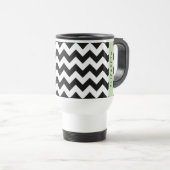 Zwart-wit Zigzag, Chevron Pattern, Jouw naam Reisbeker (Voorkant rechts)