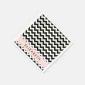 Zwart-wit Zigzag, Chevron Pattern, Jouw naam Servet (Hoek)
