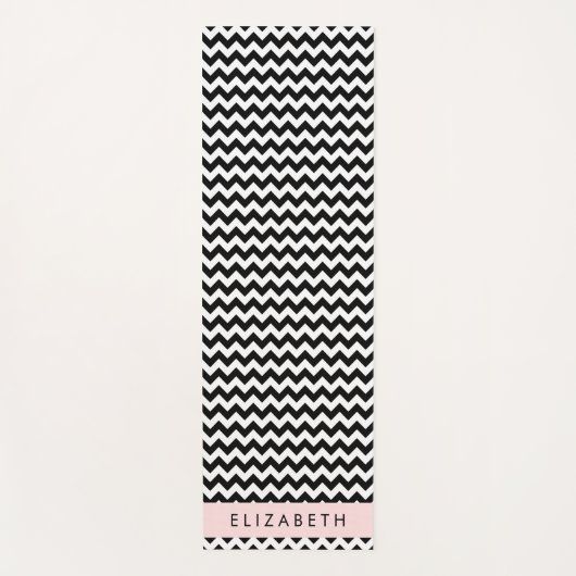 Zwart-wit Zigzag, Chevron Pattern, Jouw naam Yogamat (Voorkant)