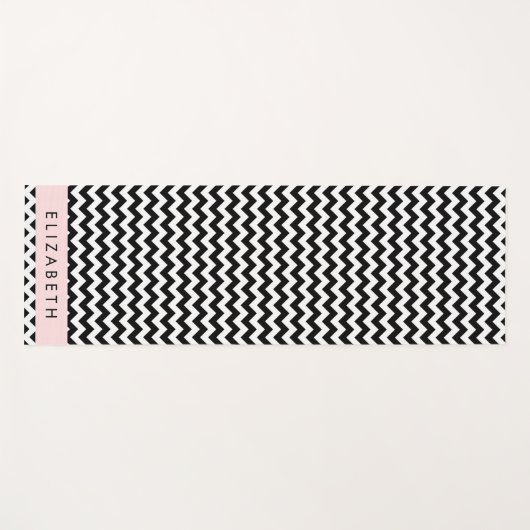 Zwart-wit Zigzag, Chevron Pattern, Jouw naam Yogamat (Voorkant (horizontaal))
