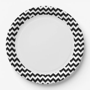 Zwart-wit Zigzag Chevron Pattern Papieren Bordje