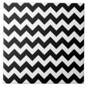 Zwart-wit Zigzag Chevron Pattern Tegeltje (Voorkant)