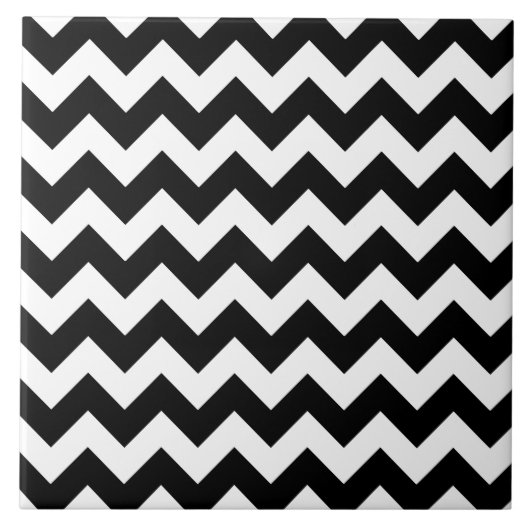 Zwart-wit Zigzag Chevron Pattern Tegeltje (Voorkant)
