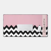 Zwart-wit Zigzag, Chevron, Roze, Jouw naam Bureaumat (Keyboard & Muis)