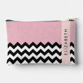 Zwart-wit Zigzag, Chevron, Roze, Jouw naam Etui (Achterkant)