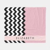 Zwart-wit Zigzag, Chevron, Roze, Jouw naam Fleece Deken (Voorkant (Horizontaal))