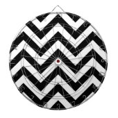 Zwart-wit Zigzag Chevrons Patroon Dartbord (Voorkant)
