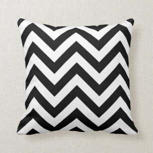 Zwart-wit Zigzag Chevrons Patroon Kussen