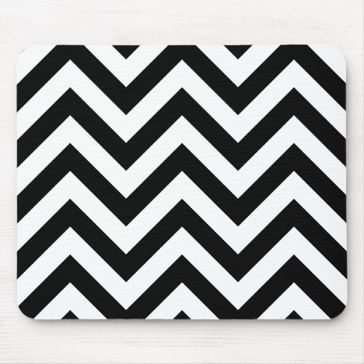 Zwart-wit Zigzag Chevrons Patroon Muismat (Voorkant)