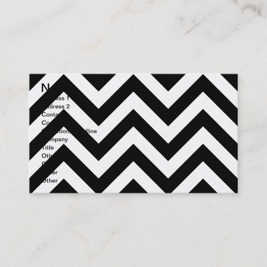 Zwart-wit Zigzag Chevrons Patroon Visitekaartje (Voorkant)