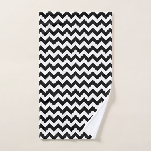 Zwart-wit zigzag patroon, Chevron Pattern Bad Handdoek (Handdoek)