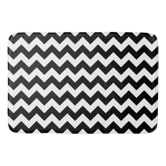 Zwart-wit zigzag patroon, Chevron Pattern Badmat (Voorkant)