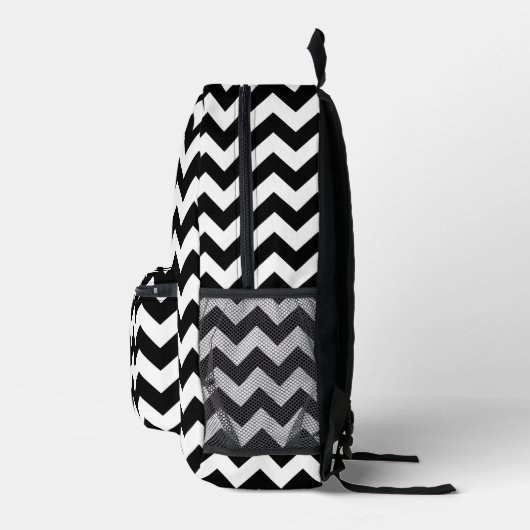 Zwart-wit zigzag patroon, Chevron Pattern Bedrukte Rugzak (Rechts)