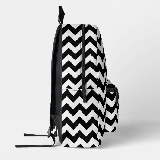 Zwart-wit zigzag patroon, Chevron Pattern Bedrukte Rugzak (Links)