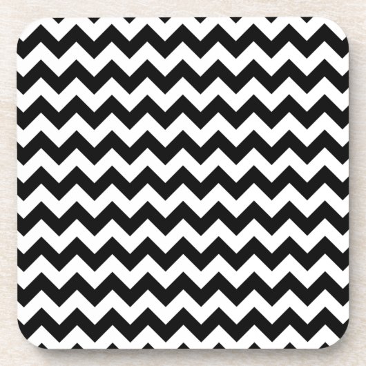 Zwart-wit zigzag patroon, Chevron Pattern Bier Onderzetter (Voorkant)
