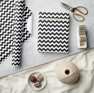 Zwart-wit zigzag patroon, Chevron Pattern Cadeaupapier