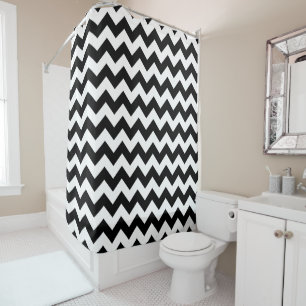 Zwart-wit zigzag patroon, Chevron Pattern Douchegordijn