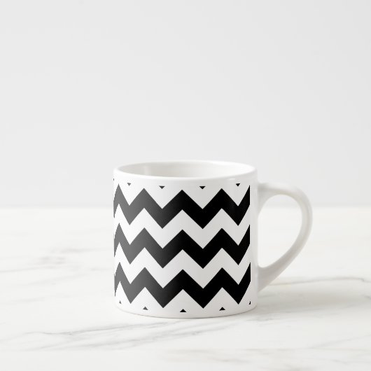 Zwart-wit zigzag patroon, Chevron Pattern Espresso Kop (Rechts)
