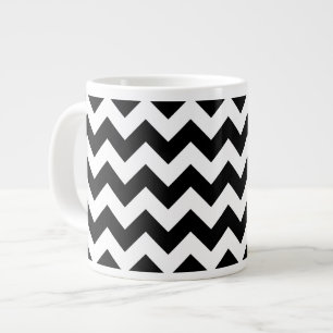 Zwart-wit zigzag patroon, Chevron Pattern Extra Grote Beker