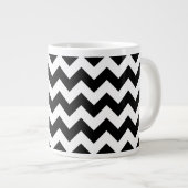 Zwart-wit zigzag patroon, Chevron Pattern Extra Grote Beker (Voorkant rechts)