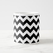 Zwart-wit zigzag patroon, Chevron Pattern Extra Grote Beker (Voorkant)