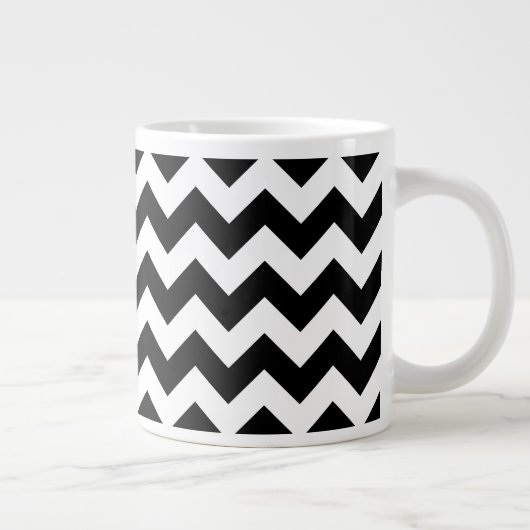 Zwart-wit zigzag patroon, Chevron Pattern Extra Grote Beker (Rechts)