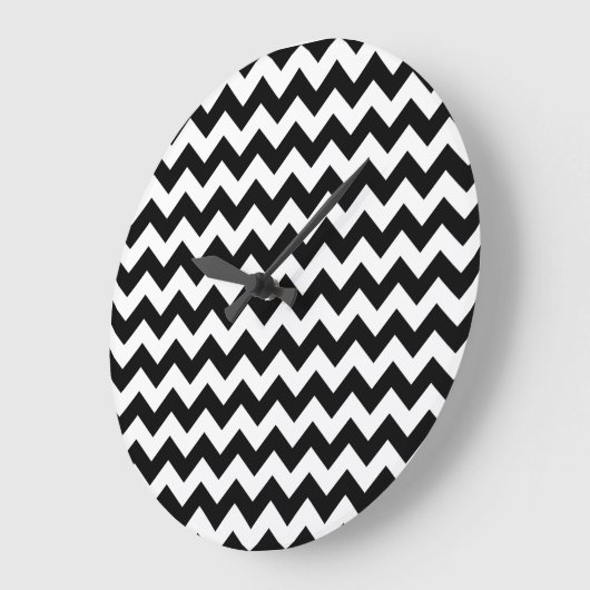Zwart-wit zigzag patroon, Chevron Pattern Grote Klok (Hoek)