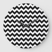 Zwart-wit zigzag patroon, Chevron Pattern Grote Klok (Voorkant)