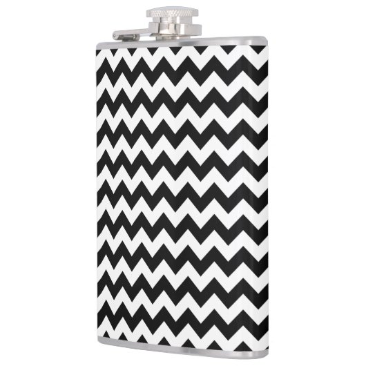 Zwart-wit zigzag patroon, Chevron Pattern Heupfles (Links)