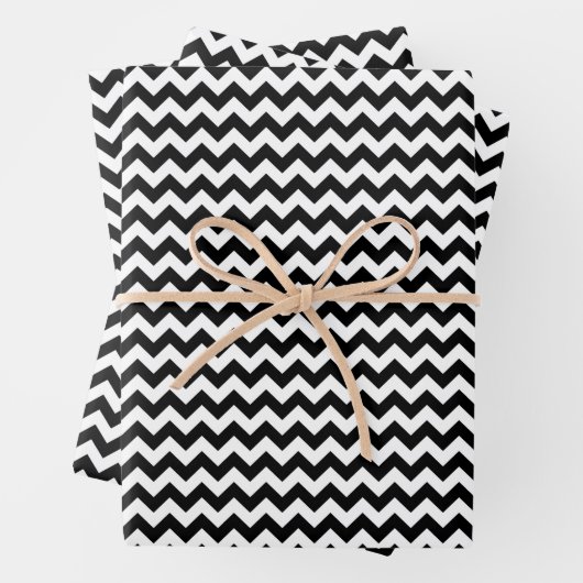 Zwart-wit zigzag patroon, Chevron Pattern Inpakpapier Vel (In situ)