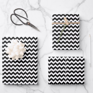 Zwart-wit zigzag patroon, Chevron Pattern Inpakpapier Vel