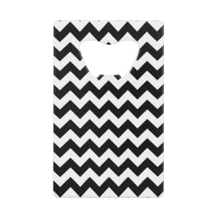 Zwart-wit zigzag patroon, Chevron Pattern Kredietkaart Flessenopener