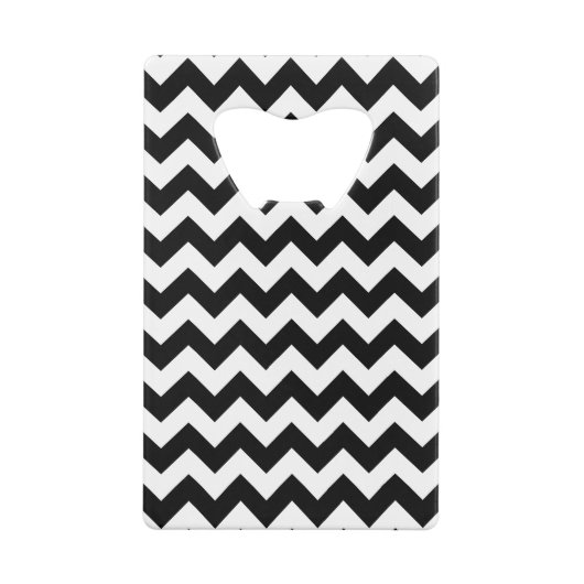 Zwart-wit zigzag patroon, Chevron Pattern Kredietkaart Flessenopener (Achterkant)