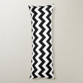 Zwart-wit zigzag patroon, Chevron Pattern Lichaamskussen (Achterkant (Verticaal))