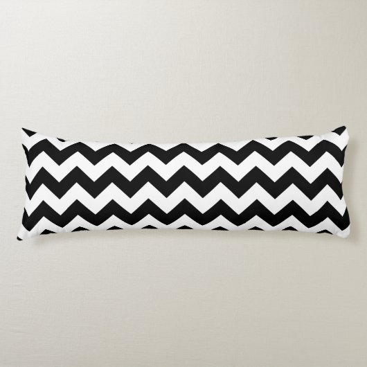 Zwart-wit zigzag patroon, Chevron Pattern Lichaamskussen (Voorkant)