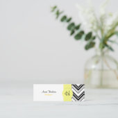 Zwart-wit zigzag patroon, Chevron Pattern Mini Visitekaartje (Staand voorkant)