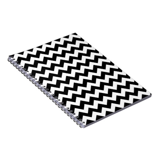 Zwart-wit zigzag patroon, Chevron Pattern Notitieboek (Rechterzijde)