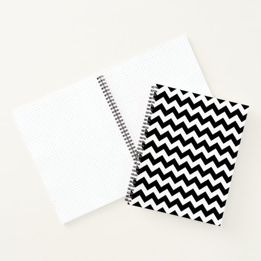 Zwart-wit zigzag patroon, Chevron Pattern Notitieboek (Binnen)