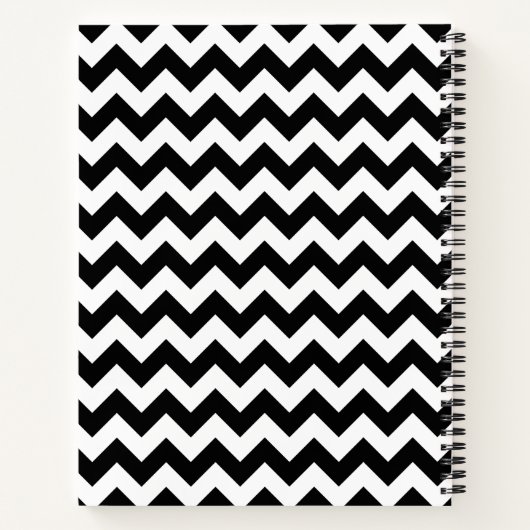Zwart-wit zigzag patroon, Chevron Pattern Notitieboek (Achterkant)