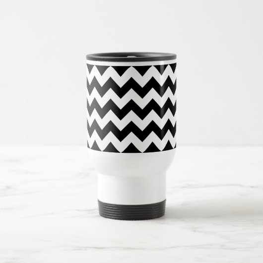 Zwart-wit zigzag patroon, Chevron Pattern Reisbeker (Center)