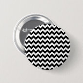 Zwart-wit zigzag patroon, Chevron Pattern Ronde Button 5,7 Cm (Voorkant /achterkant)