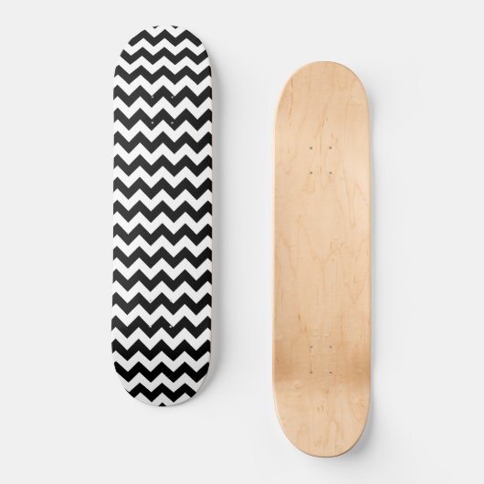 Zwart-wit zigzag patroon, Chevron Pattern Skateboard (Voorkant)