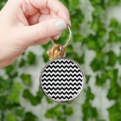 Zwart-wit zigzag patroon, Chevron Pattern Sleutelhanger (Hand)