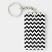 Zwart-wit zigzag patroon, Chevron Pattern Sleutelhanger (Voorkant)