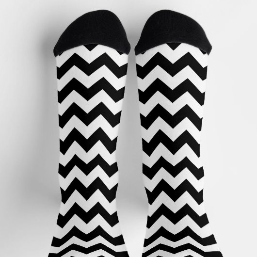 Zwart-wit zigzag patroon, Chevron Pattern Sokken (Top)