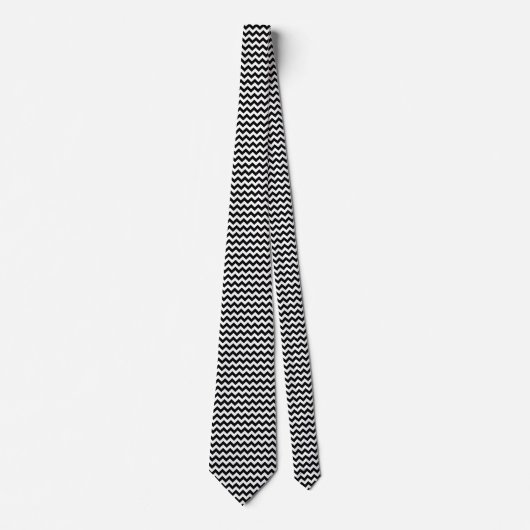 Zwart-wit zigzag patroon, Chevron Pattern Stropdas (Voorkant)