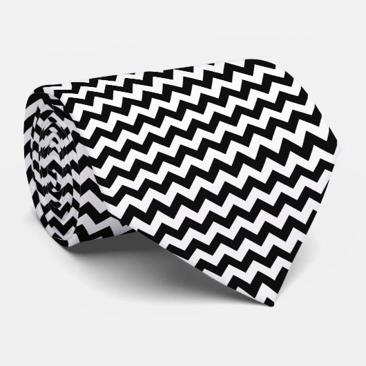 Zwart-wit zigzag patroon, Chevron Pattern Stropdas (Opgerold)