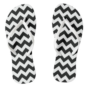 Zwart-wit zigzag patroon, Chevron Pattern Teenslippers